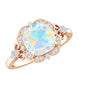 Real Cushion Cut Ethiopian Opal Antique Looking Engagement Ring with Diamond
