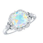 Real Cushion Cut Ethiopian Opal Antique Looking Engagement Ring with Diamond