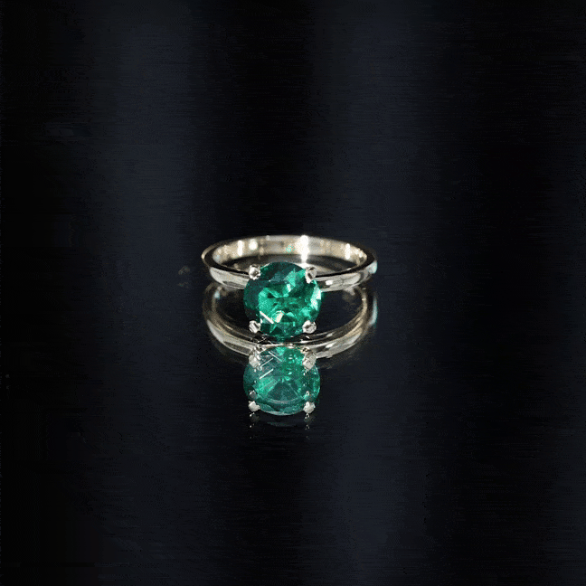 Certified 2 Carat Lab Grown Emerald Solitaire Engagement Ring