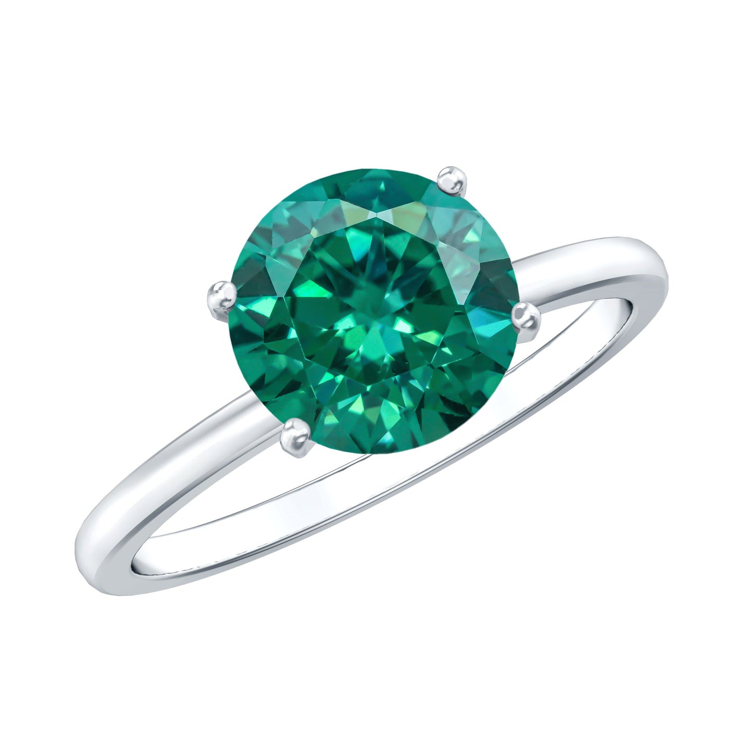 Certified 2 Carat Lab Grown Emerald Solitaire Engagement Ring