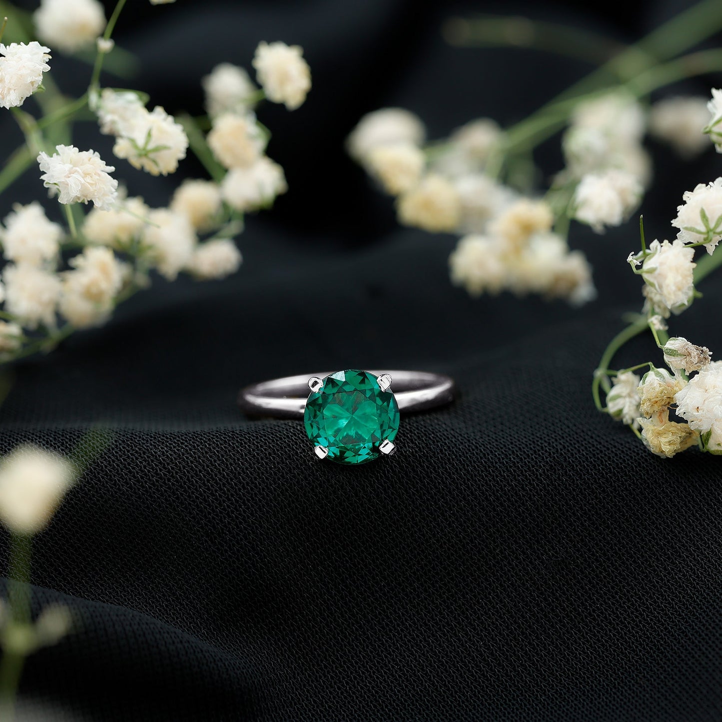 Certified 2 Carat Lab Grown Emerald Solitaire Engagement Ring