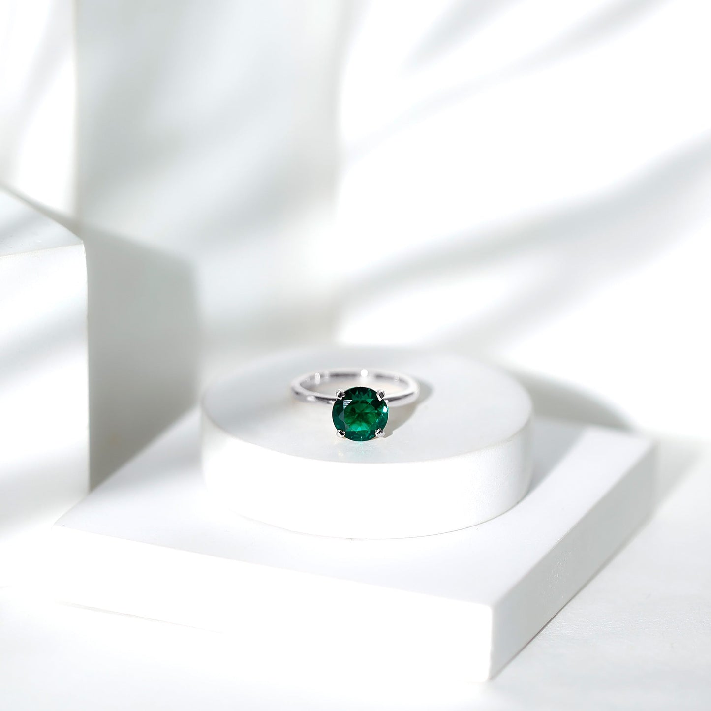 Certified 2 Carat Lab Grown Emerald Solitaire Engagement Ring