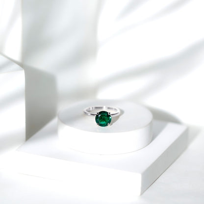 Certified 2 Carat Lab Grown Emerald Solitaire Engagement Ring