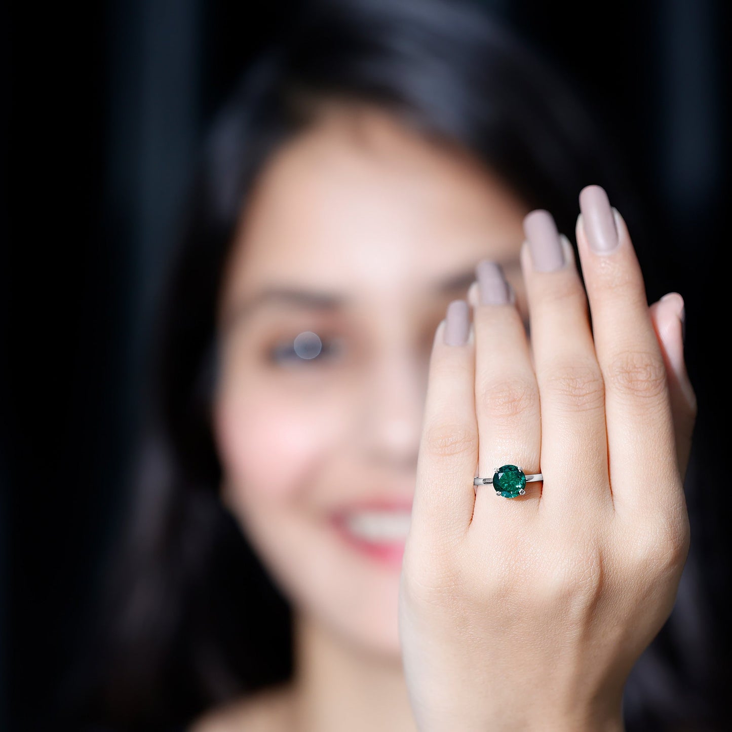 Certified 2 Carat Lab Grown Emerald Solitaire Engagement Ring