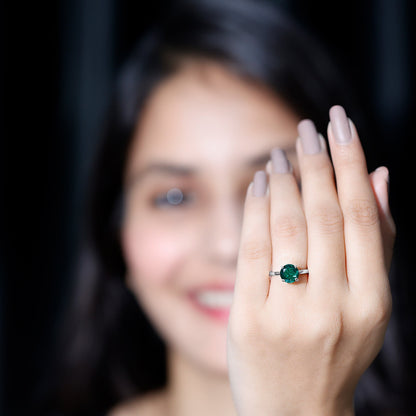 Certified 2 Carat Lab Grown Emerald Solitaire Engagement Ring
