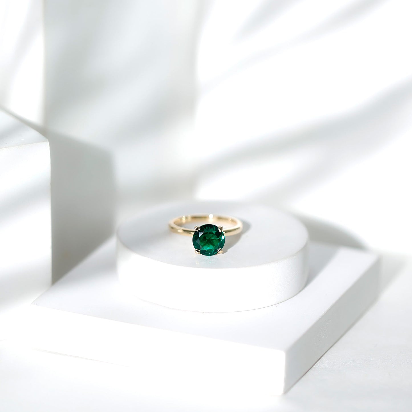 Certified 2 Carat Lab Grown Emerald Solitaire Engagement Ring