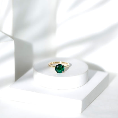 Certified 2 Carat Lab Grown Emerald Solitaire Engagement Ring