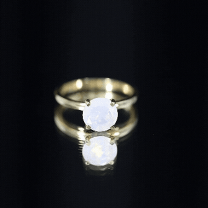 Classic 2 Carat Solitaire Ethiopian Rainbow Opal Engagement Ring