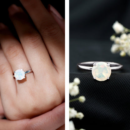 Classic 2 Carat Solitaire Ethiopian Rainbow Opal Engagement Ring