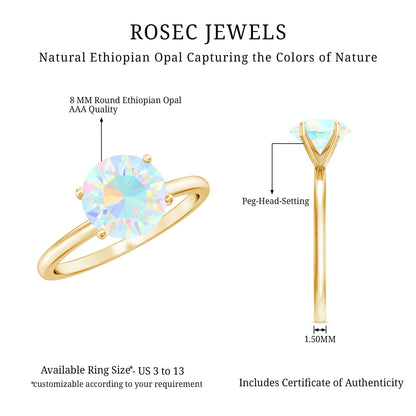 Classic 2 Carat Solitaire Ethiopian Rainbow Opal Engagement Ring