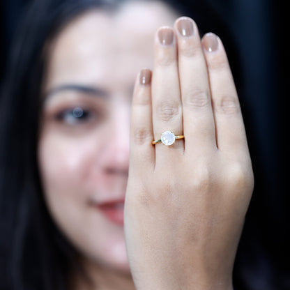 Classic 2 Carat Solitaire Ethiopian Rainbow Opal Engagement Ring