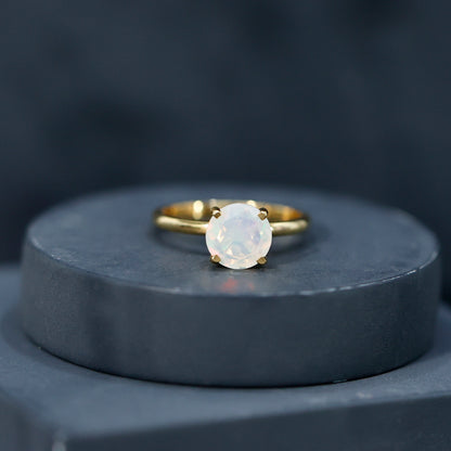 Classic 2 Carat Solitaire Ethiopian Rainbow Opal Engagement Ring
