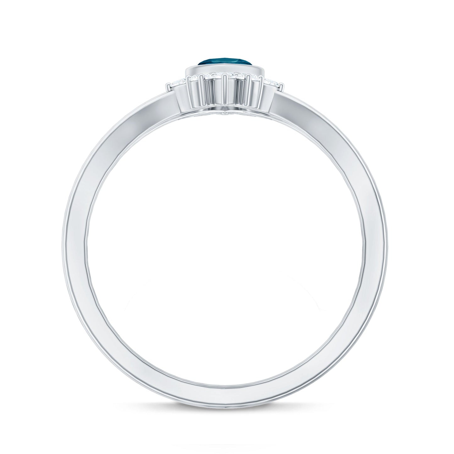 0.7 Carat Marquise Cut London Blue Topaz Cocktail Ring with Diamond