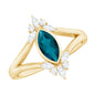 0.7 Carat Marquise Cut London Blue Topaz Cocktail Ring with Diamond