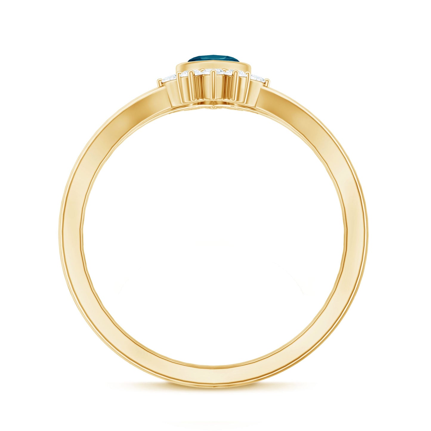 0.7 Carat Marquise Cut London Blue Topaz Cocktail Ring with Diamond