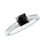 Certified 1 Carat Lab Grown Black and White Diamond Princess Cut Engagement Ring