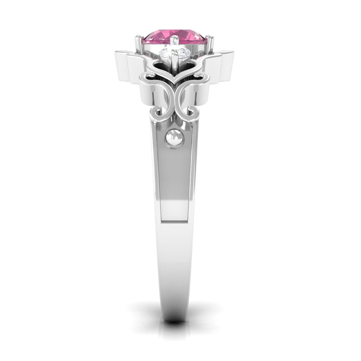 0.4 Carat Pink Tourmaline and Diamond Antique Engageement Ring