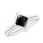 Real Black Onyx and Diamond Princess Cut Engagement Ring With Ring Guard