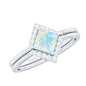 Natural Princess Cut Ethiopian Opal Engagement Ring with Diamond Enhancer