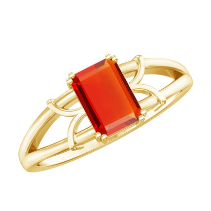 1 Carat Solitaire Emerald Cut Fire Opal Engagement Ring