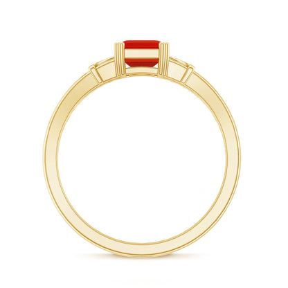 1 Carat Solitaire Emerald Cut Fire Opal Engagement Ring
