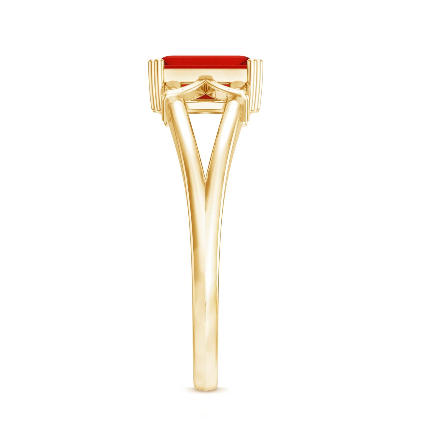 1 Carat Solitaire Emerald Cut Fire Opal Engagement Ring
