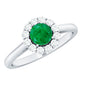 Round Emerald and Diamond Classic Engagement Ring