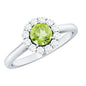 Natural Half Carat Peridot Engagement Ring with Diamond Halo