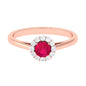 Natural 0.6 Carat Ruby Engagement Ring with Diamond Halo