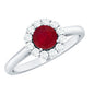 Natural 0.6 Carat Ruby Engagement Ring with Diamond Halo