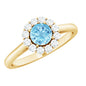 0.8 Carat Aquamarine and Diamond Floating Halo Engagement Ring