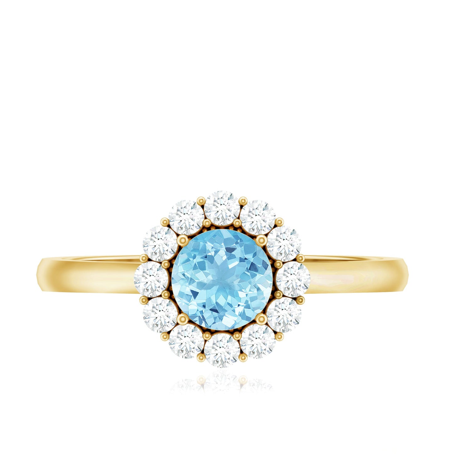 0.8 Carat Aquamarine and Diamond Floating Halo Engagement Ring