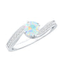 Natural Certified Ethiopian Opal Solitaire Promise Ring with Bypass Shank