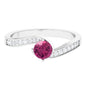 Pink Tourmaline Solitaire Bypass Ring with Diamond