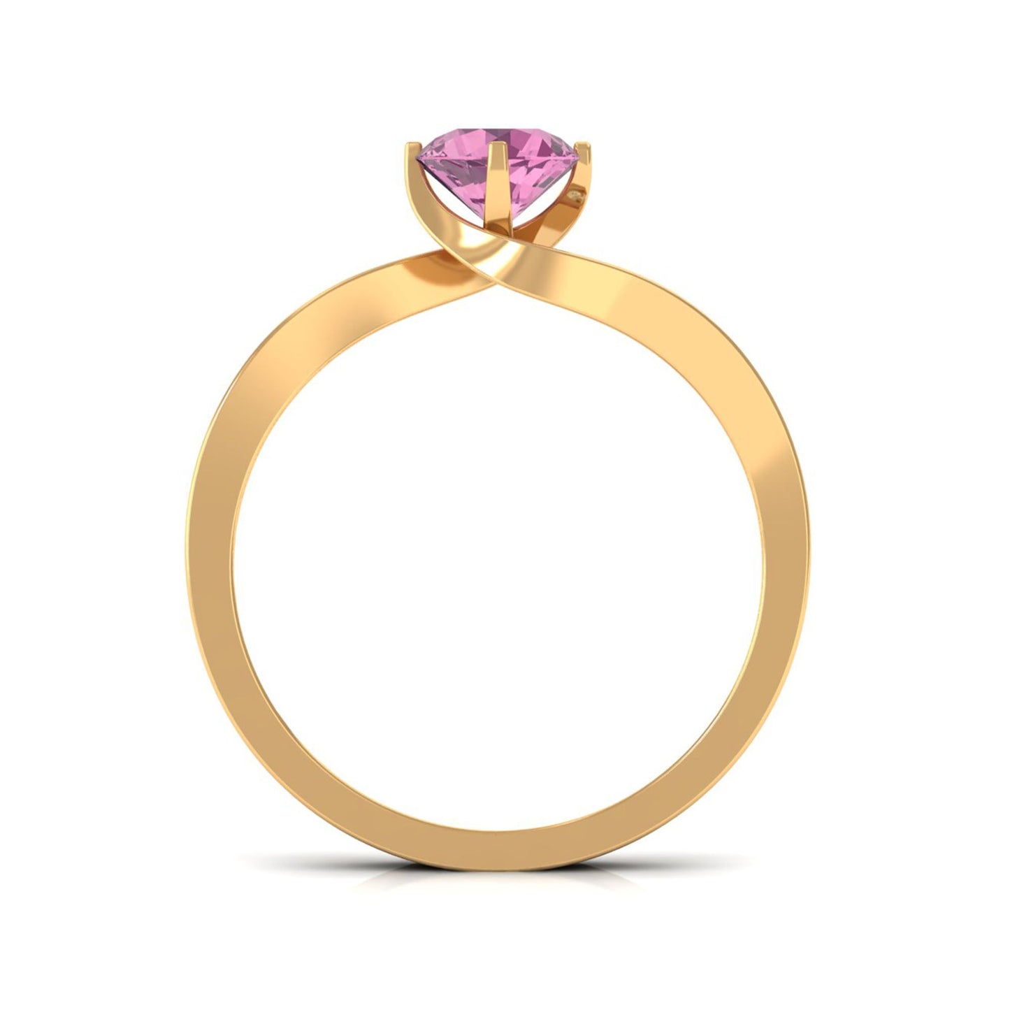 Pink Tourmaline Solitaire Bypass Ring with Diamond