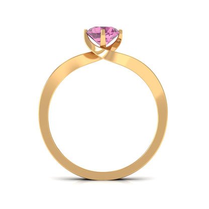 Pink Tourmaline Solitaire Bypass Ring with Diamond