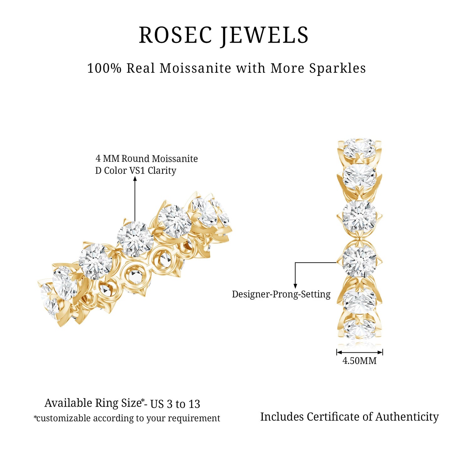 Designer Moissanite Anniversary Band Ring