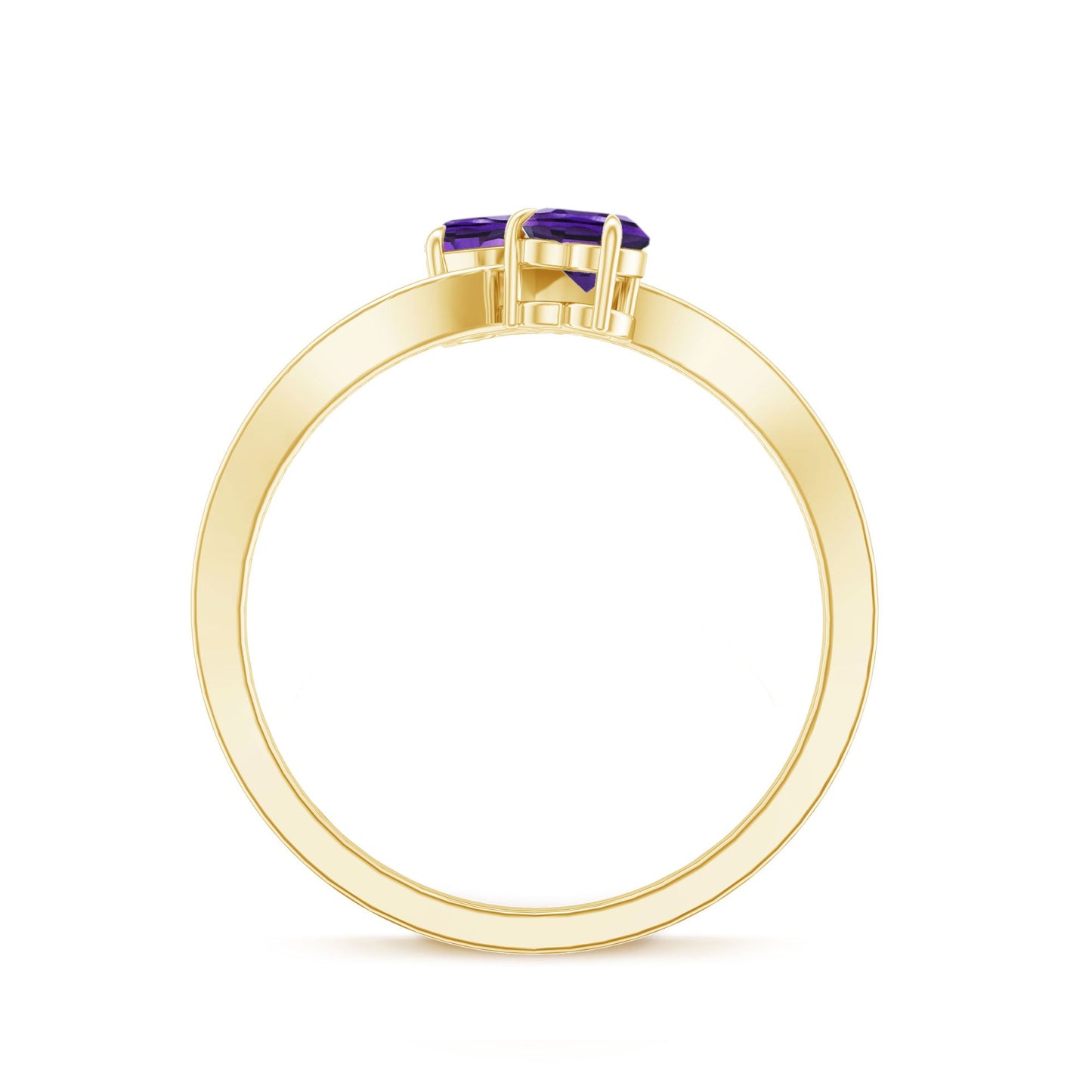Natural Heart Shape Amethyst Toi Et Moi Engagement Ring with Diamond