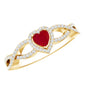 Natural Ruby Heart Promise Ring with Diamond Crossover Shank