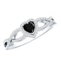 0.6 Carat Lab Grown Black and White Diamond Heart Engagement Ring with Crossover Shank