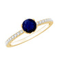 Lotus Basket Set 0.9 Carat Blue Sapphire Solitaire Promise Ring with Diamond