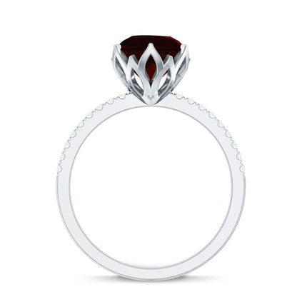 Natural 2.3 Carat Garnet Solitaire Engagement Ring with Diamond