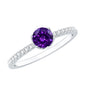 Genuine Amethyst Diamond Promise Ring for Women