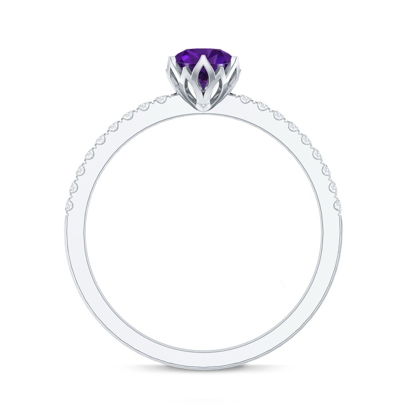 Genuine Amethyst Diamond Promise Ring for Women