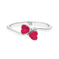 Natural Ruby Toi Et Moi Heart Promise Ring for Women