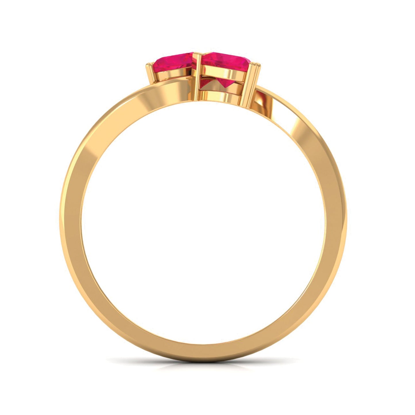 Natural Ruby Toi Et Moi Heart Promise Ring for Women