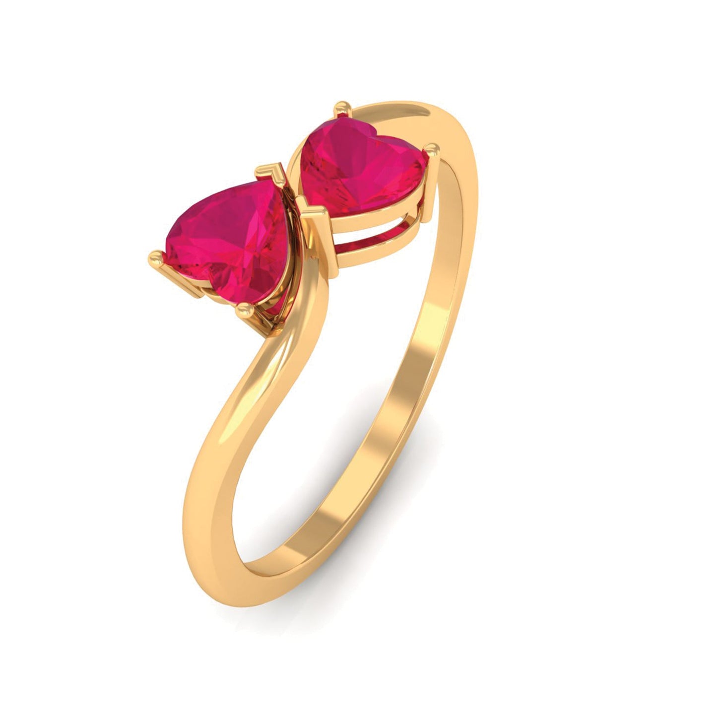 Natural Ruby Toi Et Moi Heart Promise Ring for Women