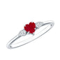 Natural 0.6 Carat Heart Shape Ruby Diamond 3 Stone Promise Ring