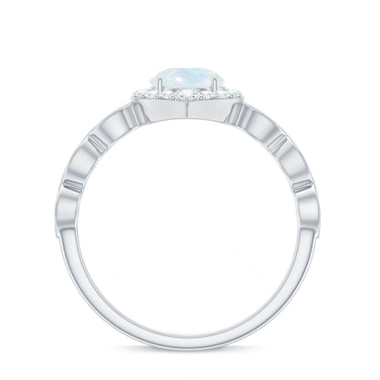 Vintage Style Moonstone Engagement Ring with Diamond Accent