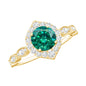 Lab Created Emerald Vintage Style Engagement Ring With Diamonds